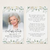 Memorial Elegant Floral Photo Prayer Card (Vorne & Hinten)