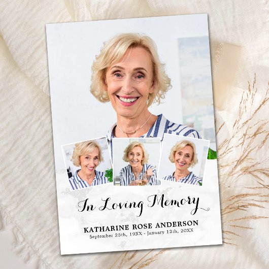 Memorial Elegante 4 Foto Collage Beerdigung Beilei Dankeskarte