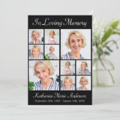 Memorial Elegante 6 Foto Collage Beileid Beerdigun Dankeskarte (Stehend Vorderseite)