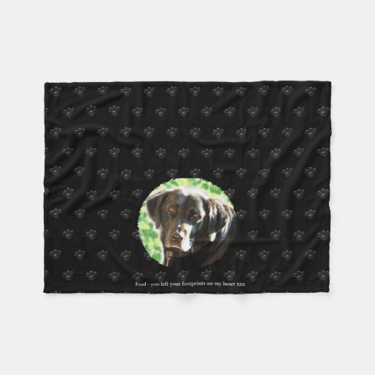 Memorial-Fleece hinzufügen 1 Foto- und Textpawprin Fleecedecke (Vorderseite (Horizontal))