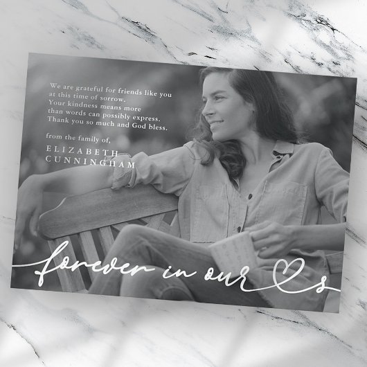 Memorial Forever hört einfaches modernes Foto Dankeskarte