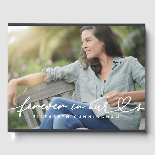 Memorial Forever hört einfaches modernes Foto Gästebuch (Vorderseite)