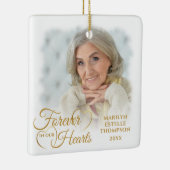 Memorial FOREVER IN UNSEREN HERZEN 2 Foto Gold Keramikornament (Rechts)