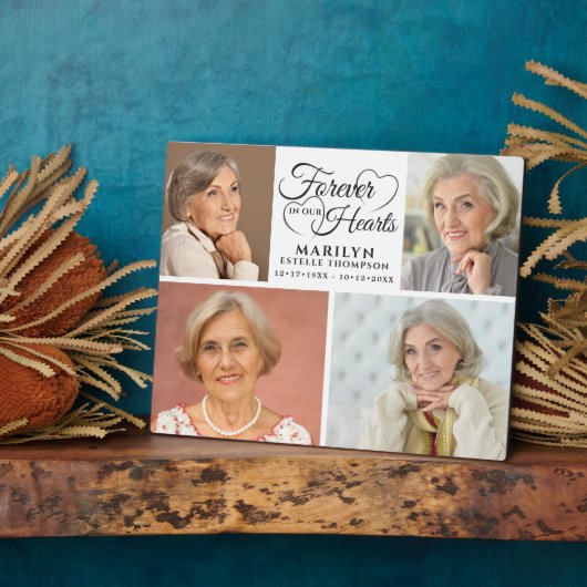 Memorial FOREVER IN UNSEREN HERZEN 4 Foto Keepake Fotoplatte (Seite)