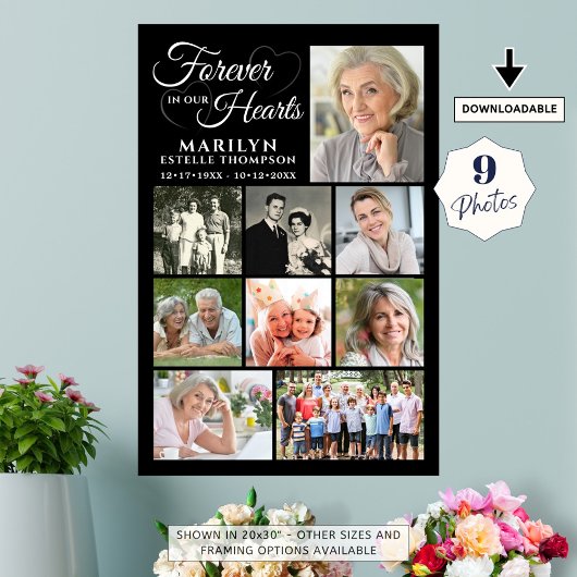 Memorial FOREVER IN UNSEREN HERZEN 9 Foto Collage Poster