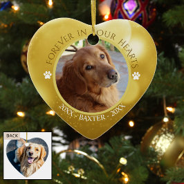 Memorial FOREVER IN UNSEREN HERZEN Hund Foto HALTE Keramik Ornament