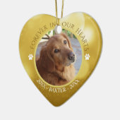 Memorial FOREVER IN UNSEREN HERZEN Hund Foto HALTE Keramik Ornament (Links)