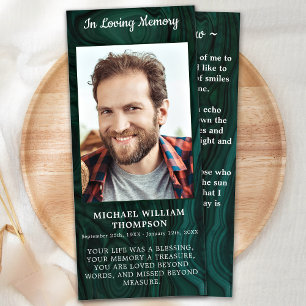 Memorial Foto Beerdigung Gebet-Karte Smaragdgrün