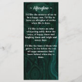 Memorial Foto Beerdigung Gebet-Karte Smaragdgrün (Rückseite)