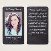 Memorial Foto Beileid Slate Beerdigung Karte (Vorne & Hinten)