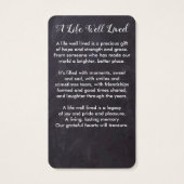 Memorial Foto Beileid Slate Beerdigung Karte (Rückseite)