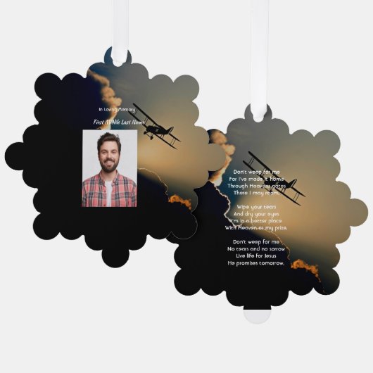 Memorial Foto Christlich Pilot Flugzeug Flug Ornament Karte (Vorderseite/Rückseite)