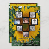 Memorial Foto Collage Herzstück auf Sonnenblumen F Einladung (Vorne/Hinten)