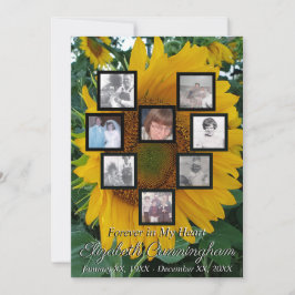 Memorial Foto Collage Herzstück auf Sonnenblumen F Einladung