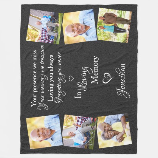 Memorial Foto Collage Imitate Leather Love Memory Fleecedecke (Vorderseite)