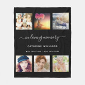 Memorial Foto Collage Schwarz liebende Erinnerung Fleecedecke (Vorderseite)