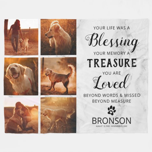Memorial Foto Collage zum Verlust von Haustieren Fleecedecke (Vorderseite (Horizontal))