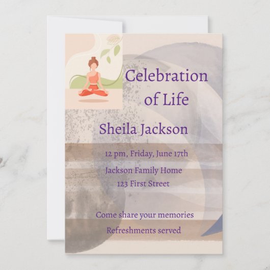 Memorial Foto Custom Yoga Fitness Meditation Einladung (Vorderseite)