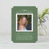 Memorial Foto Dankeschön-Karte - Elegantes Grün Einladung (Stehend Vorderseite)