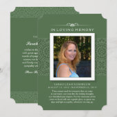 Memorial Foto Dankeschön-Karte - Elegantes Grün Einladung (Vorne/Hinten)