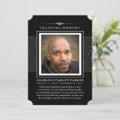 Memorial Foto Dankeschön Karte - Elegantes Schwarz (Stehend Vorderseite)