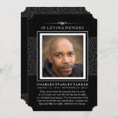 Memorial Foto Dankeschön Karte - Elegantes Schwarz (Vorne/Hinten)