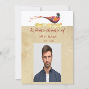Memorial Foto Einladen Wasserfarben Pheasant Bird Einladung