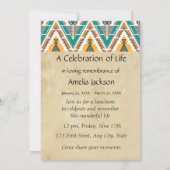 Memorial Foto Einladung Boho Stamm Native Design (Rückseite)