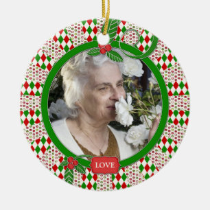 Memorial Foto Einzigartiges Grün Weihnachten Keramik Ornament