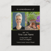 Memorial Foto Gardens Gardener Business Card Visitenkarte (Rückseite)