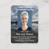 Memorial Foto Gebet Abend Sunset Visitenkarte (Rückseite)