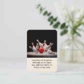 Memorial Foto Gebet Bowling Bowler Visitenkarte (Stehend Vorderseite)