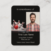 Memorial Foto Gebet Bowling Bowler Visitenkarte (Rückseite)