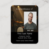 Memorial Foto Gebet Drummer Drums Band Christlich Visitenkarte (Rückseite)