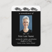 Memorial Foto Gebet Grafik Kunstfedern Visitenkarte (Rückseite)