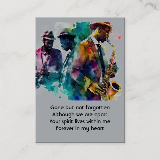 Memorial Foto Gebet Jazz Band Music Visitenkarte (Vorderseite)