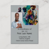 Memorial Foto Gebet Jazz Band Music Visitenkarte (Rückseite)