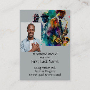 Memorial Foto Gebet Jazz Band Music Visitenkarte