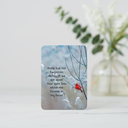 Memorial Foto Gebet Kardinal Roter Bird Visitenkarte (Stehend Vorderseite)