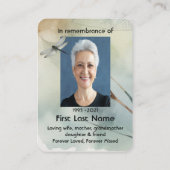 Memorial Foto Gebet Keepake Dragonfly Visitenkarte (Rückseite)