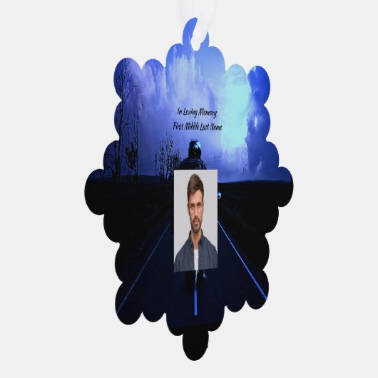 Memorial Foto Gebet Motorrad Biker Ornament Karte (Rechts)