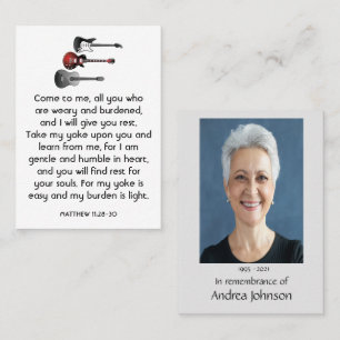 Memorial Foto Gebet Musiker Gitarre Musik Visitenkarte