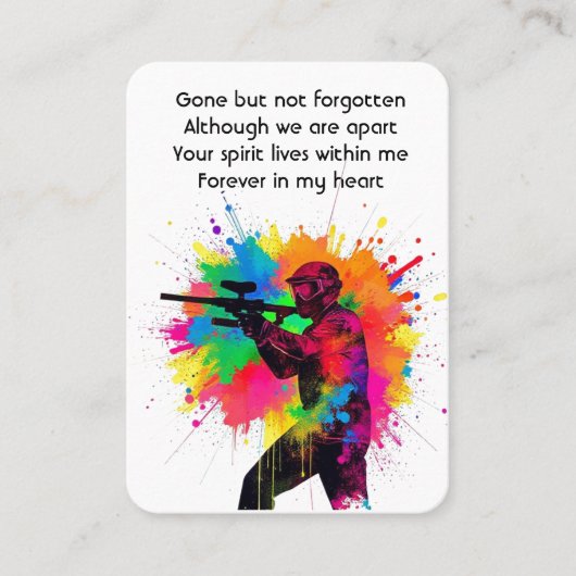 Memorial Foto Gebet Paintball-Spiel-Enthusiast Visitenkarte (Vorderseite)