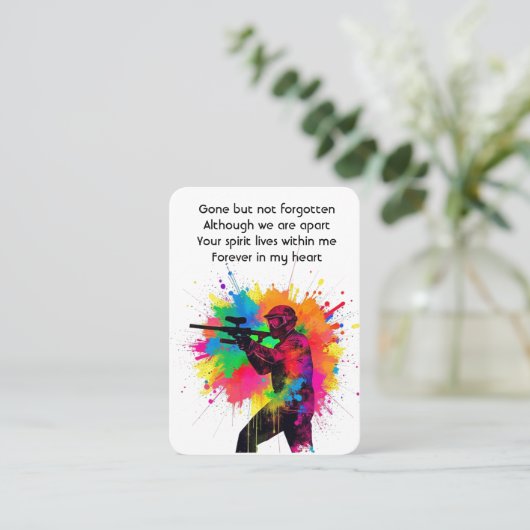 Memorial Foto Gebet Paintball-Spiel-Enthusiast Visitenkarte (Stehend Vorderseite)