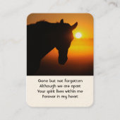 Memorial Foto Gebet Pferde Silhouette Visitenkarte (Vorderseite)