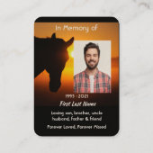 Memorial Foto Gebet Pferde Silhouette Visitenkarte (Rückseite)