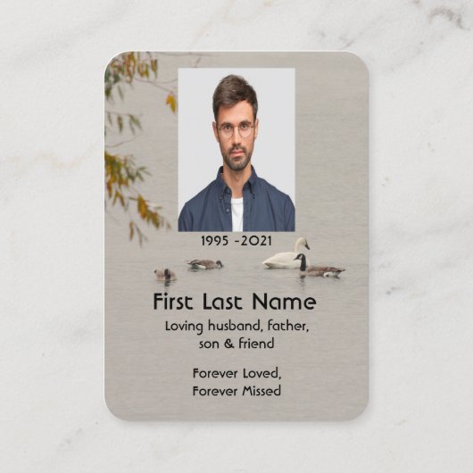 Memorial Foto Gebet See Pond Park Geese Swam Visitenkarte (Rückseite)