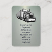 Memorial Foto Gebet Semi-Truck Traktor Trailer Visitenkarte (Vorderseite)