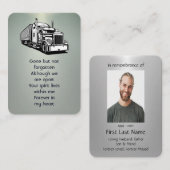 Memorial Foto Gebet Semi-Truck Traktor Trailer Visitenkarte (Vorne/Hinten)