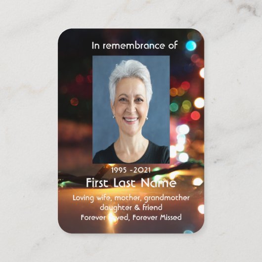Memorial Foto Gebet Weihnachtsbeleuchtung Visitenkarte (Rückseite)